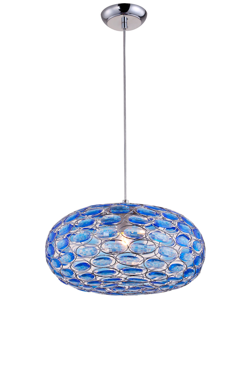 Sospensione Ovale Metallo Gemme Acrilico Blu Lampadario Moderno E27 Ambiente I-TURNER-S1-1