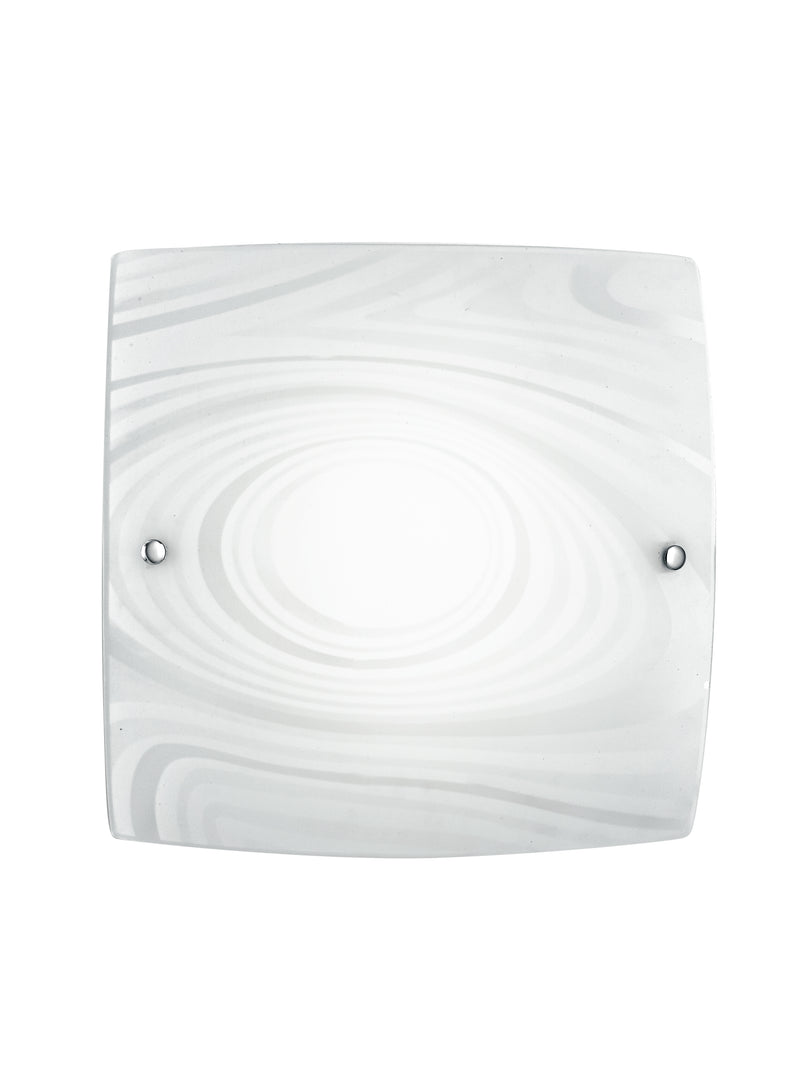 Plafoniera Quadrata Vetro decoro Satinato Cerchi Lampada Moderna 18 watt Luce Naturale Ambiente I-UNIVERSE/PL30-1