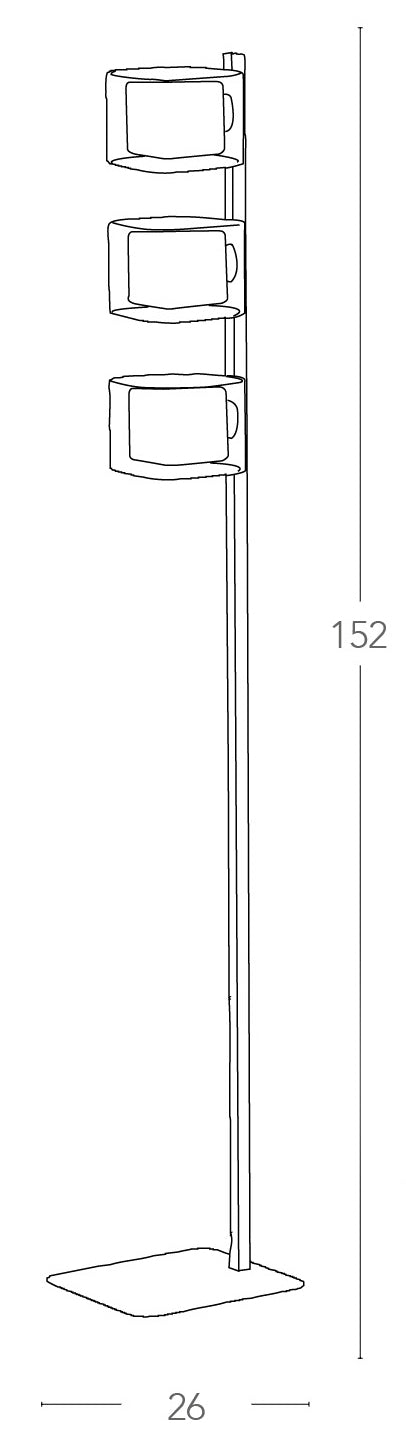 Piantana Moderna Metallo Cromato paralumi Cubici Vetro Trasparente e Bianco Lampada da Terra G9 Ambiente I-YOGA-PT3-4