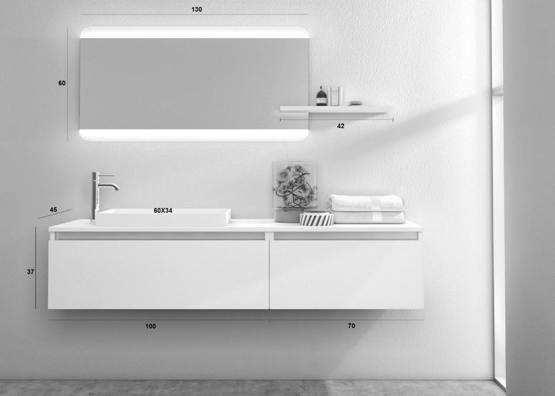 Mobile Bagno Sospeso 170cm TFT Ibiza Bianco Specchio-7