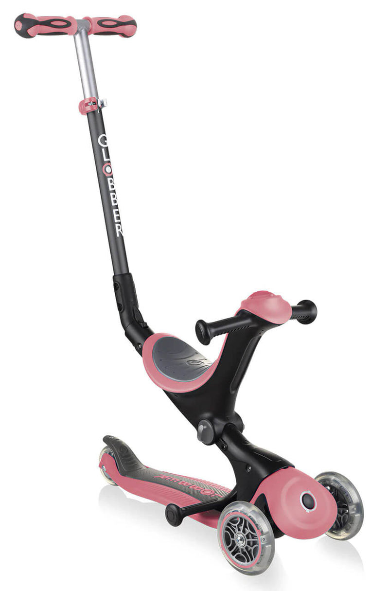 Monopattino Passeggino Triciclo a 3 Ruote Globber Go-UP Deluxe Rosa Pastello-1