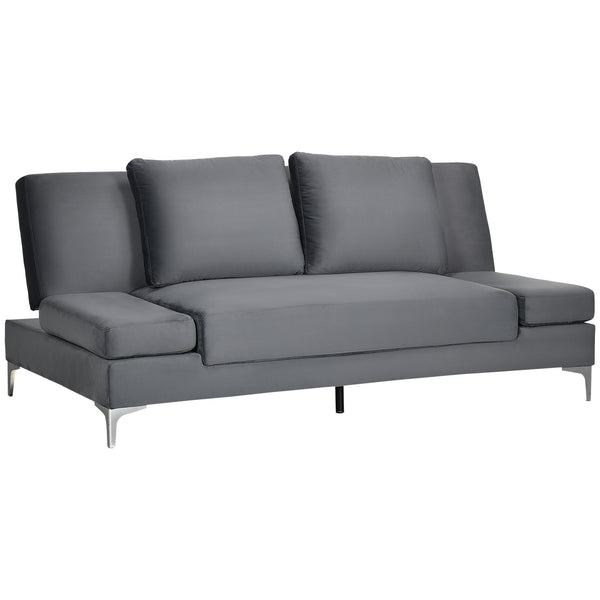 Doppelschlafsofa 190 x 102 x 82 cm aus Polyester und grauem Metall sconto