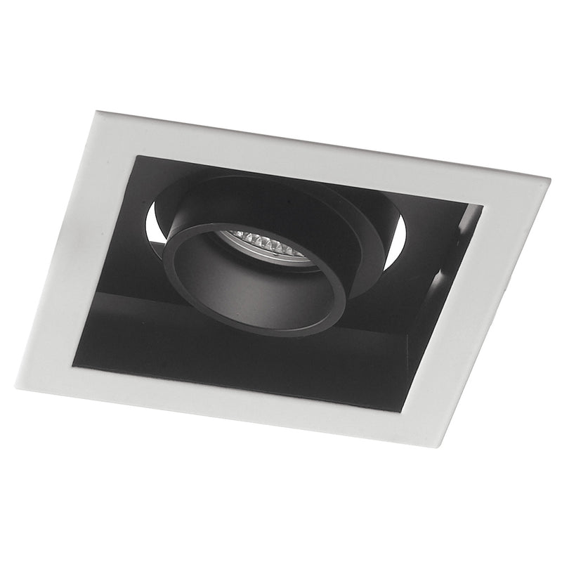 Faretto Incasso Orientabile Quadrato Bianco Nero Satinato Led 10 watt Luce Naturale Intec INC-APOLLO-1X10M-1