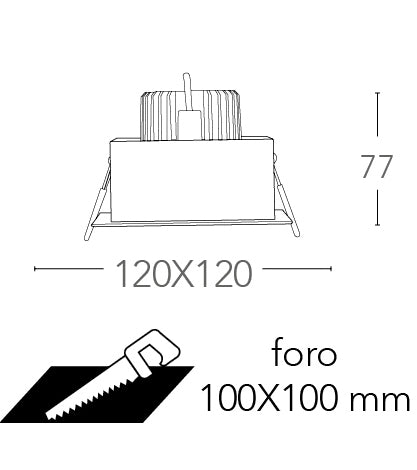 Faretto Incasso Orientabile Quadrato Bianco Nero Satinato Led 10 watt Luce Naturale Intec INC-APOLLO-1X10M-3