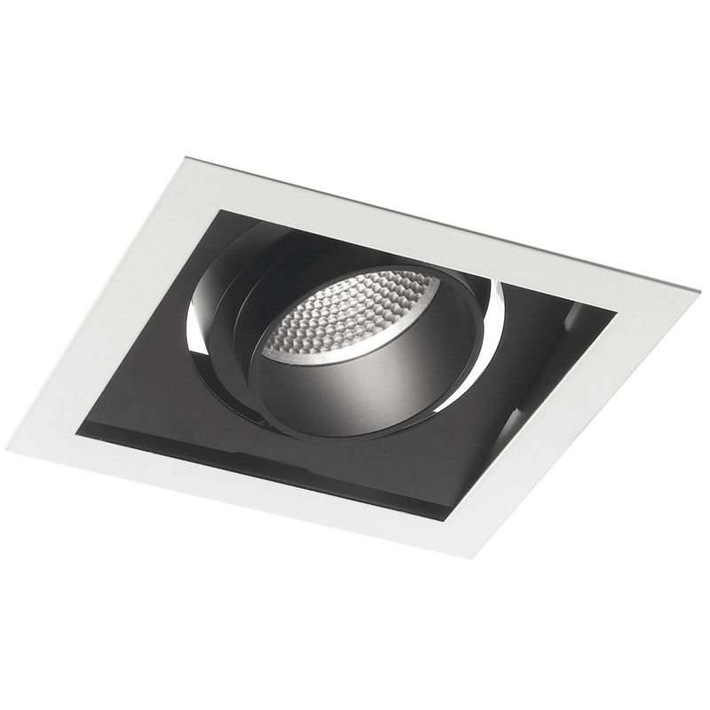 Faretto a Incasso Quadrato Orientabile Bianco Nero Led 30 watt 3000 kelvin Intec INC-APOLLO-1X30C-1