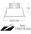 Faretto a Incasso Quadrato Orientabile Bianco Nero Led 30 watt 3000 kelvin Intec INC-APOLLO-1X30C-3