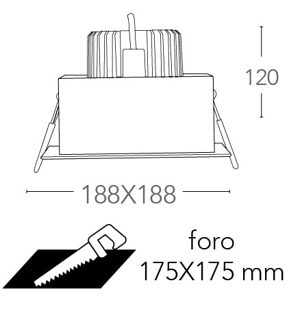 Faretto Incasso Orientabile Bianco Nero Satinato Quadrato Led 30 watt 4000 K Intec INC-APOLLO-1X30M-3