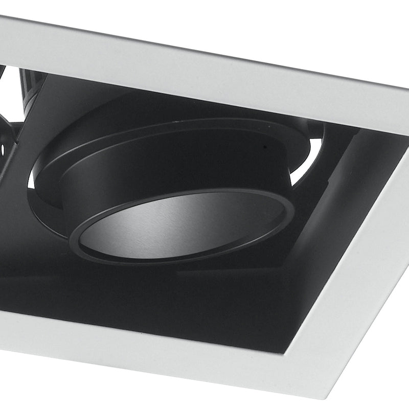 Faretto Incasso 2 Luci Orientabili Bianco Nero 20 watt Luce Calda Intec INC-APOLLO-2X10C-3