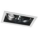 Faretto Bianco Nero Due Luci Orientabili Incasso Controsoffitto Led 40 watt Luce Calda Intec INC-APOLLO-2X20C-1