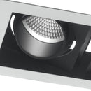 Faretto a Incasso Soffitto Ribassato Bianco Nero 2 Luci Orientabili Led 40 watt Luce Naturale Intec INC-APOLLO-2X20M-2