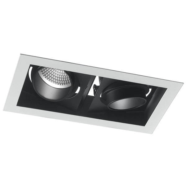 sconto Einbaustrahler 2 verstellbare Leuchten Weiß Schwarz Gipskarton Led 60 Watt Warmes Licht Intec INC-APOLLO-2X30C