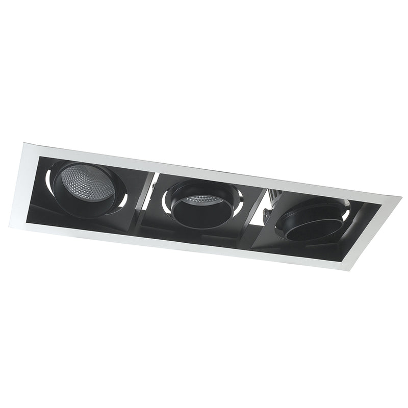 Faretto a Incasso Controsoffitto Bianco Nero Due Luci Orientabili 30 watt Luce Calda Intec INC-APOLLO-3X10C-1