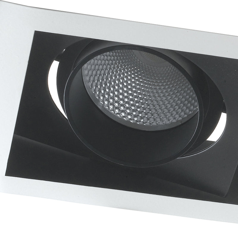 Faretto a Incasso Controsoffitto Bianco Nero Due Luci Orientabili 30 watt Luce Calda Intec INC-APOLLO-3X10C-2