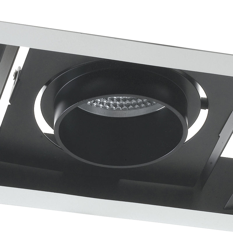 Faretto Incasso Cartongesso Nero Bianco Tre Luci Orientabili Led 90 watt Luce calda Intec INC-APOLLO-3X30C-3