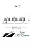 Faretto Nero Bianco 3 Luci Orientabili Incasso Controsoffittatura Led 135 watt 4000 kelvin Intec INC-APOLLO-3X45M-4