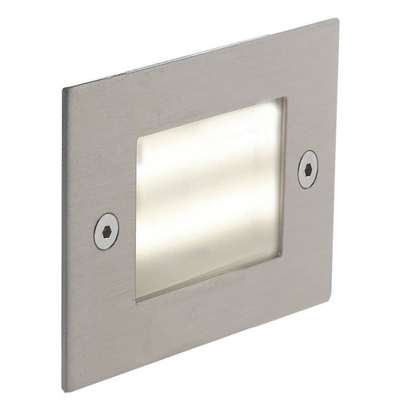 sconto Begehbarer Strahler, quadratisch, Aluminium, Nikel, Bodeneinbau, Wand-LED, 3 Watt, natürliches Licht, Intec INC-BOLT-Q71