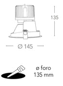 Incasso Tondo Bianco Soffitto Ribassato Faretto Led 20 watt Luce Calda Intec INC-ELITE-1X20C-3