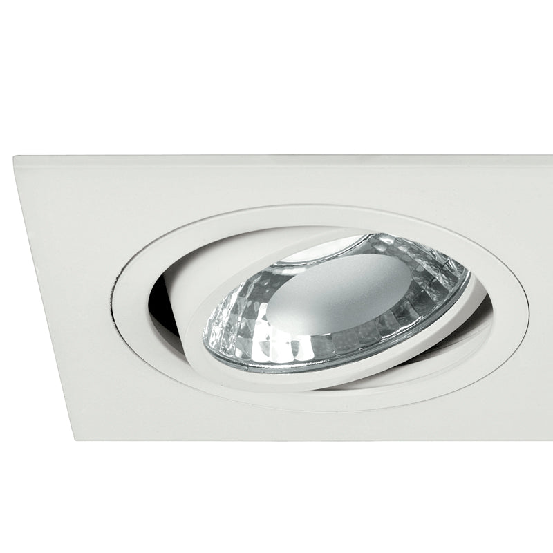 Faretto a Incasso Orientabile Alluminio Bianco Due Luci Led 10 watt 4000 K Intec INC-GEMINI-PL6-2