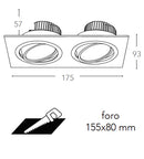 Faretto a Incasso Orientabile Alluminio Bianco Due Luci Led 10 watt 4000 K Intec INC-GEMINI-PL6-3