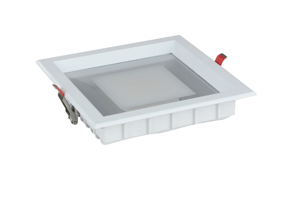 Niedriger Einbau-Deckenstrahler, quadratisch, Aluminium, satiniert, weiße LED, 20 Watt, warmes Licht, Intec INC-MARK-20C prezzo