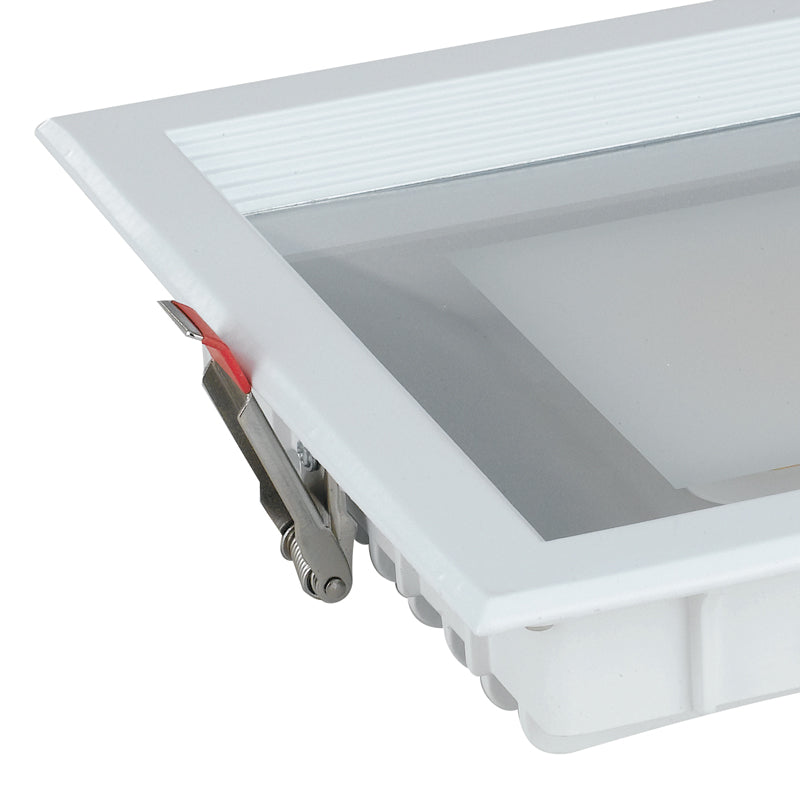 Faretto Incasso Alluminio Bianco Satinato Quadrato Cartongesso Led 30 watt Luce Fredda Intec INC-MARK-30F-2