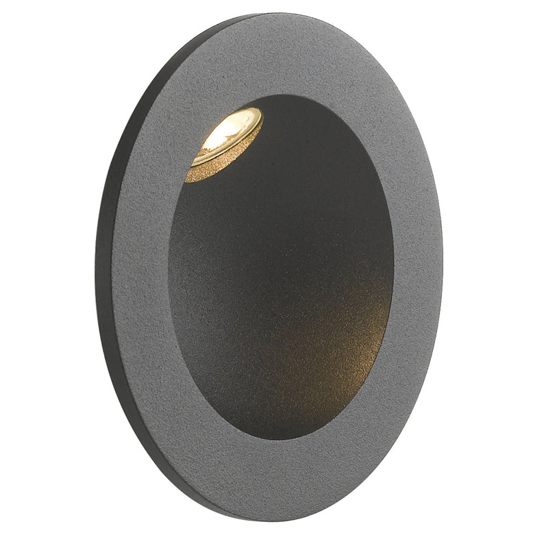 Faretto Segnapassi Esterno Tondo Alluminio Nero Led 2 watt Luce Calda Intec INC-ONYX-R1-1