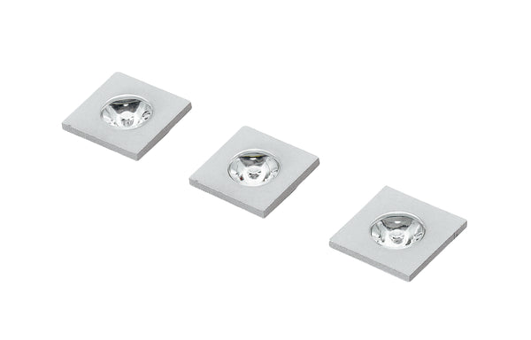 online Kit 3 quadratische Einbaustrahler gebürstetes Nickel Aluminium Led 3 Watt natürliches Licht Intec INC-SIRIO-Q3