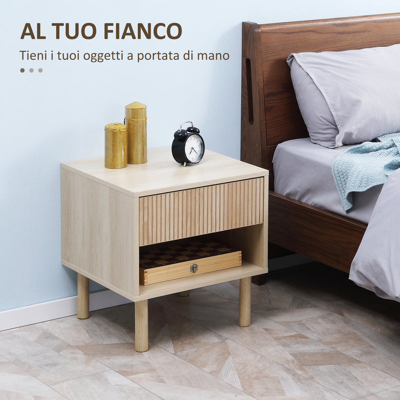 Set 2 Comodini con Cassetto e Ripiano Aperto 47x47x50 cm in Truciolato color Legno-4