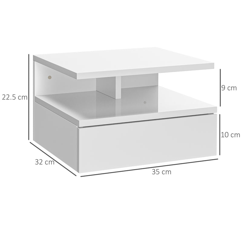 Set 2 Comodini Sospesi 35x32x22,5 cm in Legno  Bianco Lucido-3