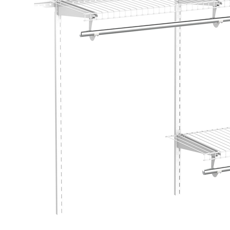 Organizer in Acciaio da Parete 249,4x38,8x162 cm 9 Ripiani Regolabili e 5 Aste per Appendere in Acciaio Bianco-9