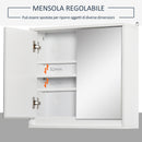 Armadietto Bagno a 2 Ante con Specchiera e Ripiano Regolabile  48x14,5x45 cm in MDF Bianco-4