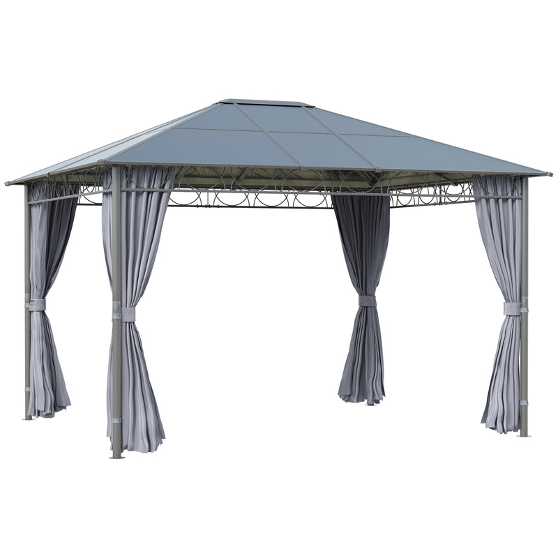 Gazebo da Giardino 3,6x3m Tetto in Policarbonato Grigio-1