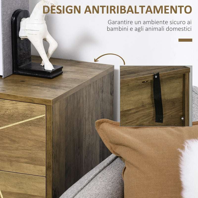 Mobiletto Multiuso 2 Ante 84x39x80,7 cm in Legno e Acciaio Bronzo-6