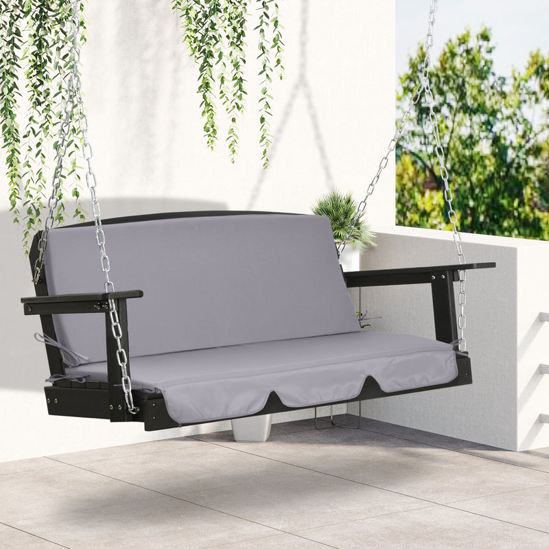 Cuscino per Dondolo da Giardino 130x45x5 cm in Poliestere Grigio-2