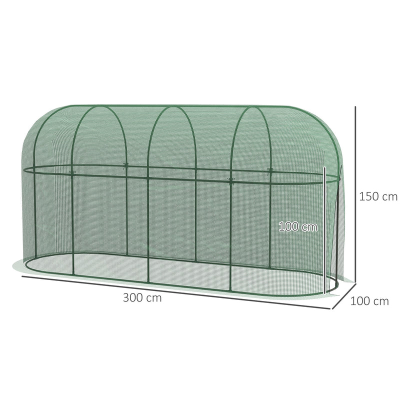 Serra per Piante a Rete con Porta a Cerniera e Picchetti a Terra 3x1x1,5m  Verde-3