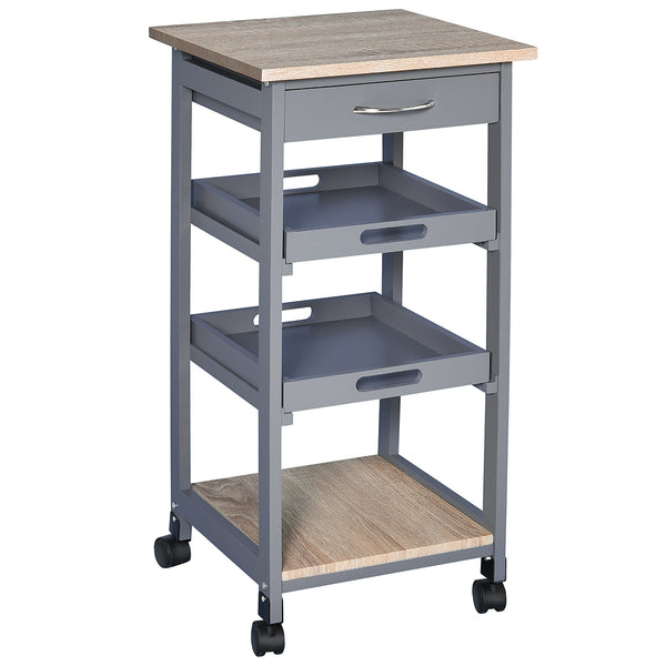 prezzo Carrello da Cucina 37x37x76 cm in Legno di Pino e MDF Rovere e Grigio