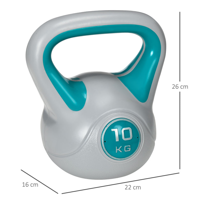 Kettlebell per Allenamento 10 Kg Base Piatta e Impugnatura per Stacchi in PU e Sabbia Verde Scuro-3