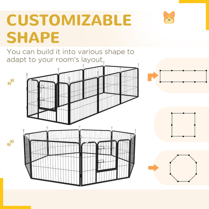 Recinto per Cani a 8 Pezzi Modulabili per Interno ed Esterno 80x60 cm in Acciaio  Nero-4