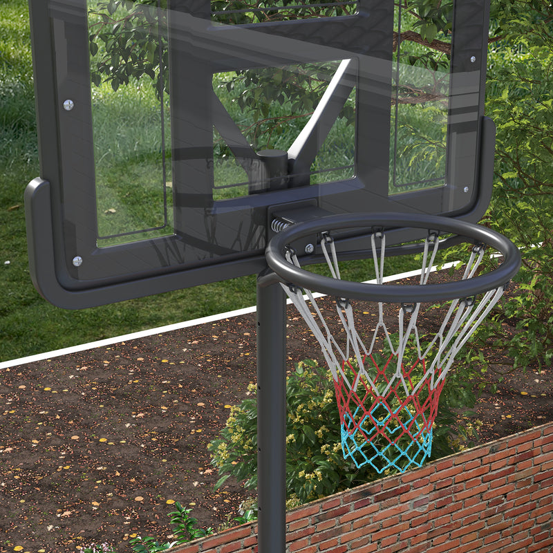 Canestro da Basket Esterno Altezza Allungabile 195-370 cm in Acciaio e Plastica Nero-8