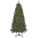 Albero di Natale Artificiale H180 cm 450 Rami con Pigne Decorative e Base in Metallo Verde-1