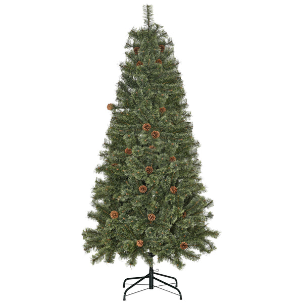 Künstlicher Weihnachtsbaum H180 cm 450 Äste mit dekorativen Tannenzapfen und grünem Metallsockel online