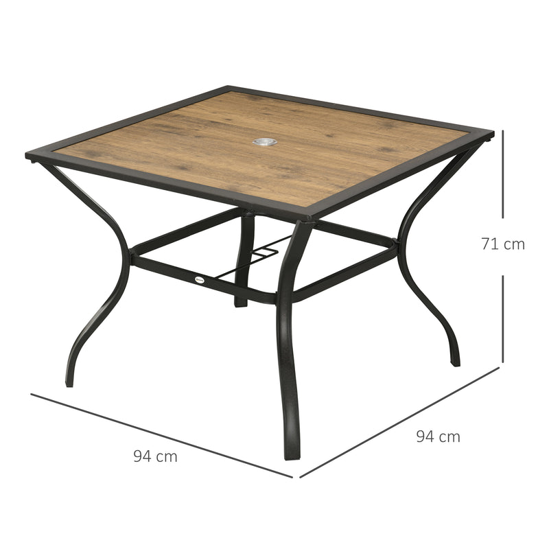 Tavolo da Giardino con Foro Centrale per Ombrellone 94Lx94Px71A cm in Acciaio Marrone-3