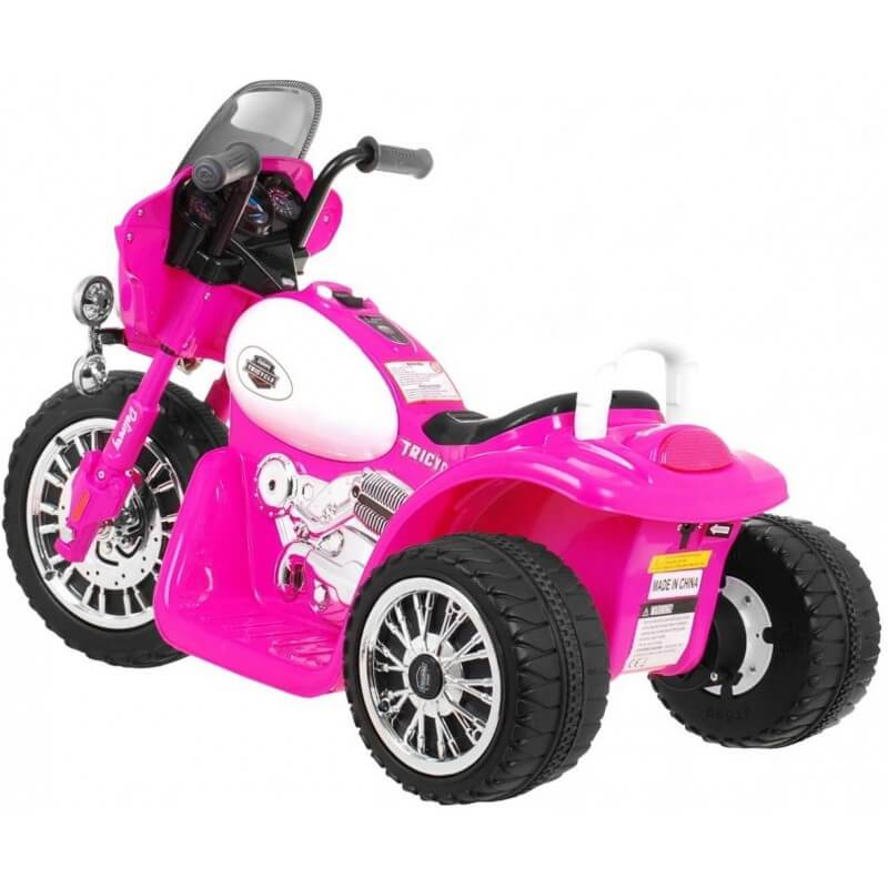 Mini Moto Elettrica per Bambini 6V Police Polizia Rosa-3