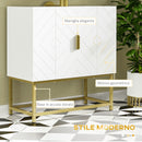 Mobile Sotto Lavabo Bagno 60x30x65 cm in Legno e Acciaio Bianco e Oro-5