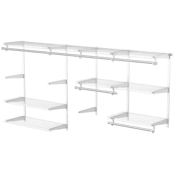 Organizer in Acciaio da Parete 249,4x38,8x162 cm 9 Ripiani Regolabili e 5 Aste per Appendere in Acciaio Bianco online