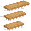 Set 3 Mensole 30/40/50x18x3,6 cm in Legno di Pino  Marrone-3