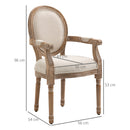 Sedia da Salotto Classica Imbottita 56x54x96 cm in Tessuto e Legno Caucciù Bianco Crema-3