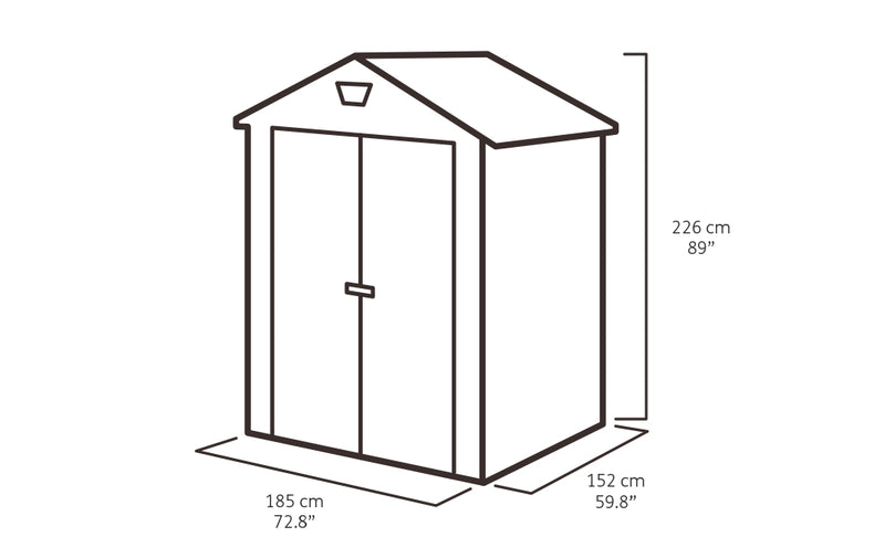 Casetta da Giardino Porta Attrezzi 185x226x152 cm in Resina Keter Manor 6x5 Grigia-10