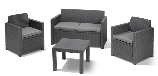 acquista Gartengarnitur, Sofa, 2 Sessel und Couchtisch aus Keter Alabama Lounge Anthrazitharz