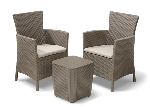 prezzo Set aus Couchtisch und 2 Gartensesseln in Rattan-Optik Keter Iowa Balcony Cappuccino